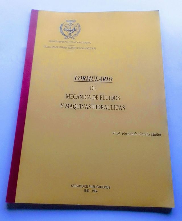 FORMULARIO MECÁNICA FLUIDOS Y MÁQUINAS HIDRÁULICAS