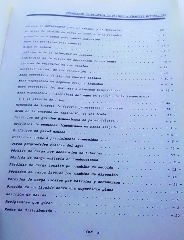 FORMULARIO MECÁNICA FLUIDOS Y MÁQUINAS HIDRÁULICAS