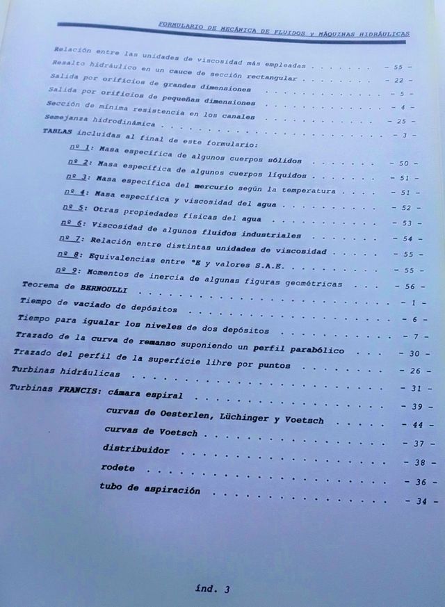 FORMULARIO MECÁNICA FLUIDOS Y MÁQUINAS HIDRÁULICAS