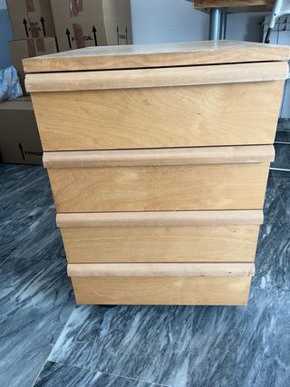 Mesita 4 cajones madera beige