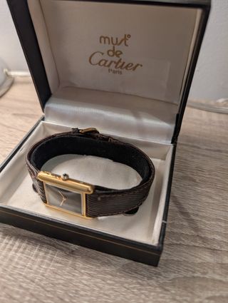 Cartier Must Tank Esfera Madera Cuerda Manual