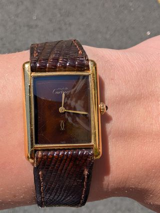 Cartier Must Tank Esfera Madera Cuerda Manual