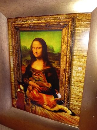Mona Lisa Quadro con gatti - Oro