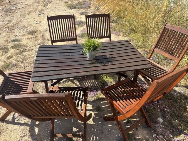 Conjunto mesa sillas jardín -madera  escucho ofert