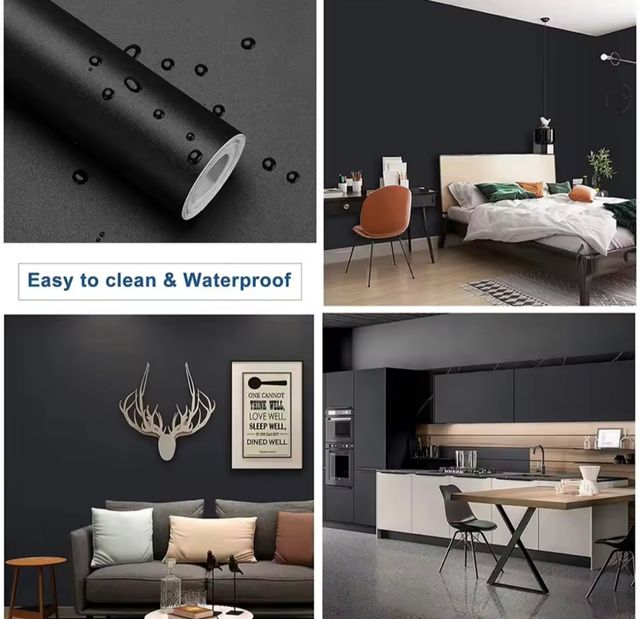 Carta da parati nera opaca - Adesiva