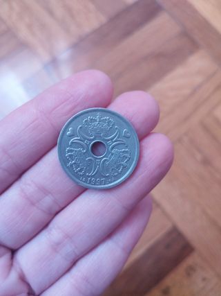 Moneda danesa 2 coronas año 1997