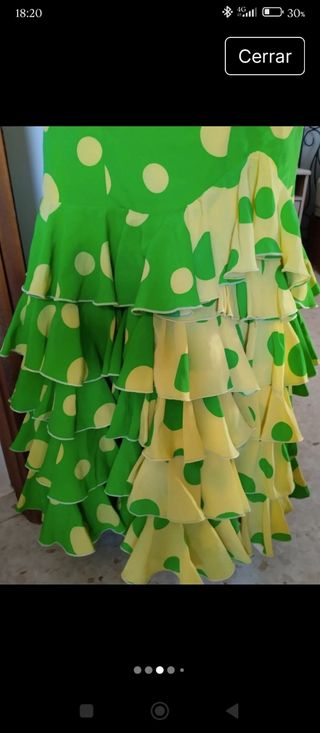 Traje Flamenca lunares verde-amarillo