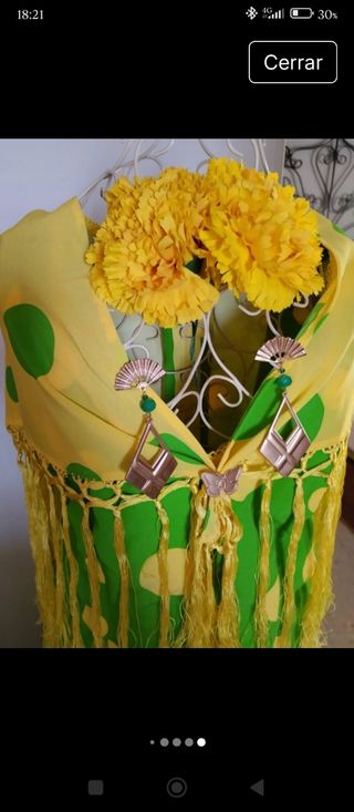 Traje Flamenca lunares verde-amarillo