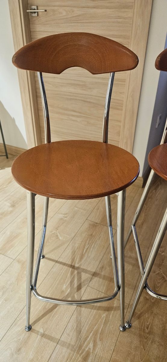 2 Taburetes cocina cromo madera