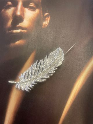 Broche Pluma grande con Cristalitos Bodas