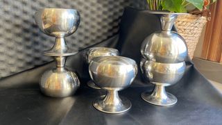 Juego copas de metal para postre, vintage