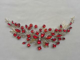 Tocado rojo-plateado boda, evento, fiesta