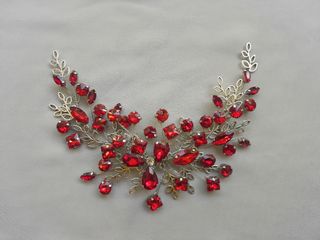 Tocado rojo-plateado boda, evento, fiesta