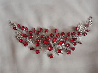 Tocado rojo-plateado boda, evento, fiesta