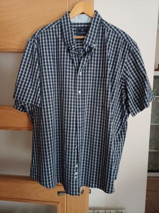 Camisa Canda 4XL - cuadros azul y blanco