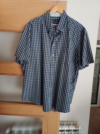 Camisa Canda 4XL - cuadros azul y blanco