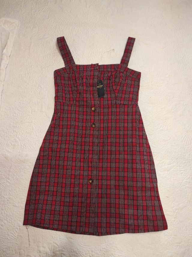 Vestido Hollister cuadros rojos XS