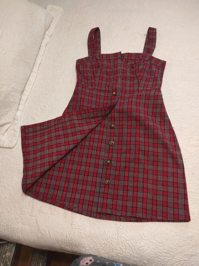 Vestido Hollister cuadros rojos XS