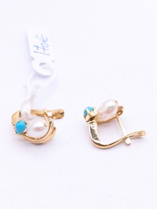 Pendientes oro 18k perlas turquesa