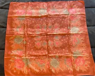 Foulard seta fiori rosa-arancio