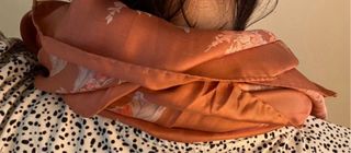 Foulard seta fiori rosa-arancio