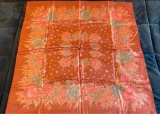 Foulard seta fiori rosa-arancio
