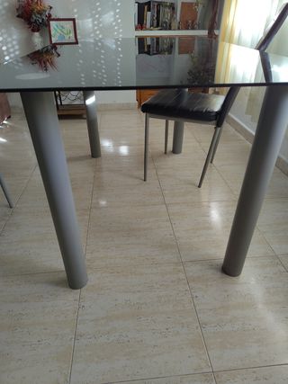 Mesa comedor cristal negra - gris