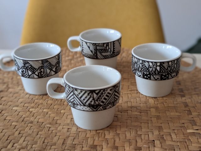4 tazas espresso Tiger - blanco & negro