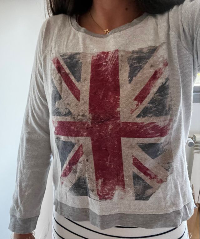 Sudadera UK | Gris con bandera