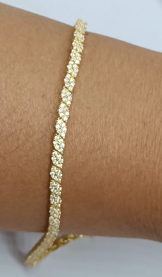 Pulsera de diamantes plata 925 laminado en oro 18k