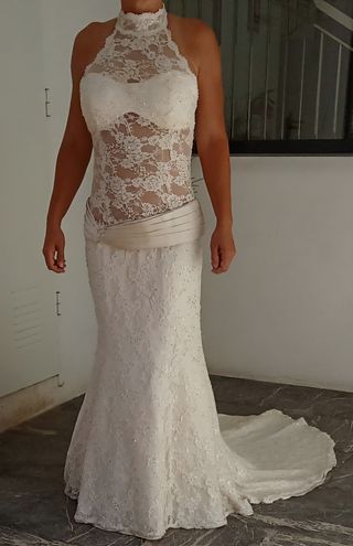 Vestido novia encaje blanco