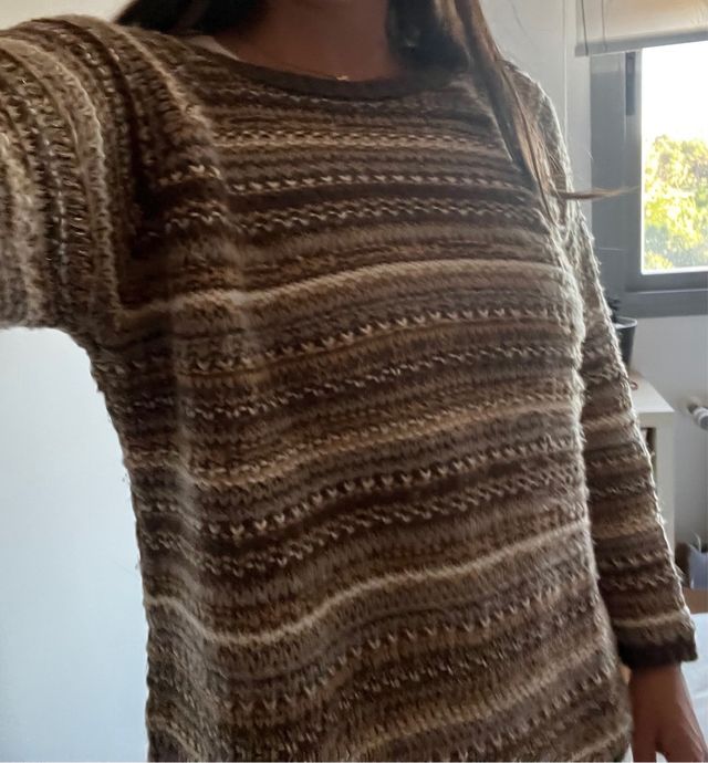 Suéter rayas mujer beige-marrón