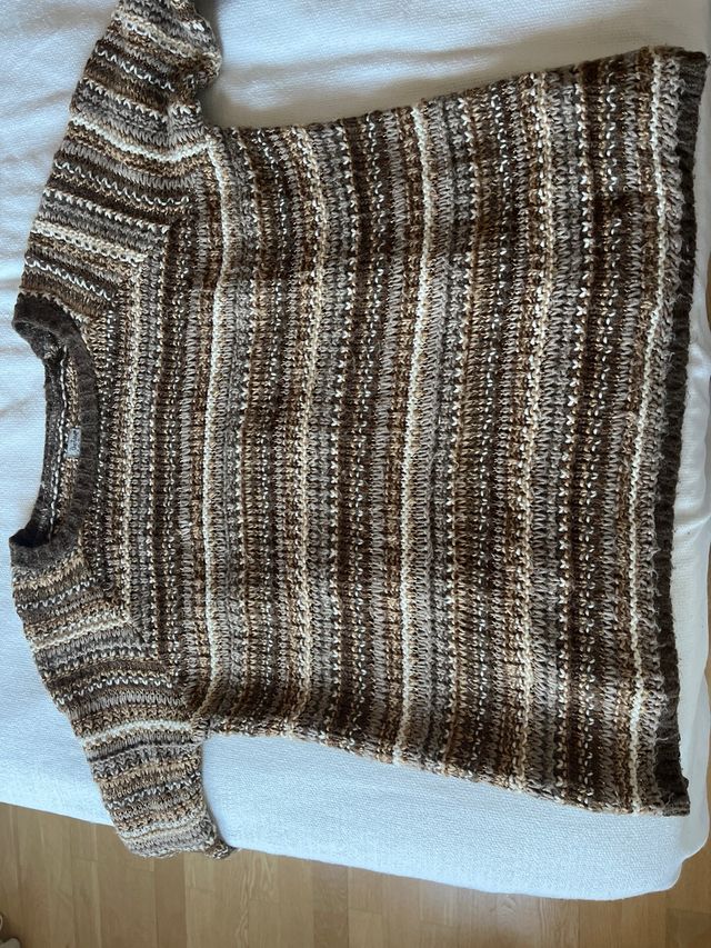 Suéter rayas mujer beige-marrón