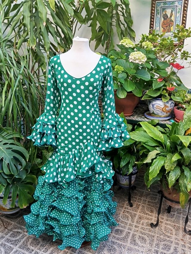 Traje Flamenca lunares verde
