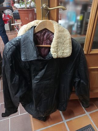 Cazadora cuero negra hombre