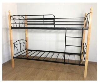Litera madera y forja + colchones de 90x190cm