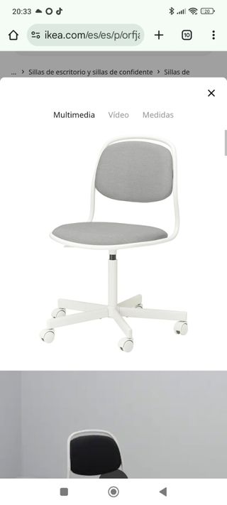 Silla giratoria Ikea blanca y gris