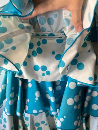 Traje Flamenca niña turquesa lunares