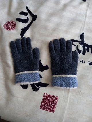 Guantes lana niña - Gris azulado