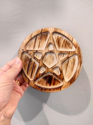 Pentagrama em madeira - c/ 5 elementos da Natureza