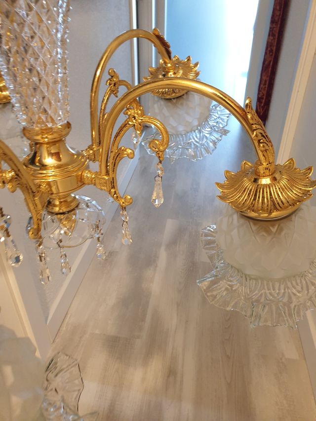 Lampara vintage cristal dorada