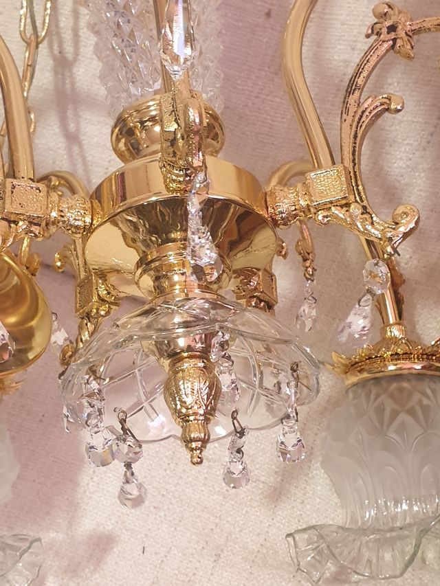 Lampara vintage cristal dorada