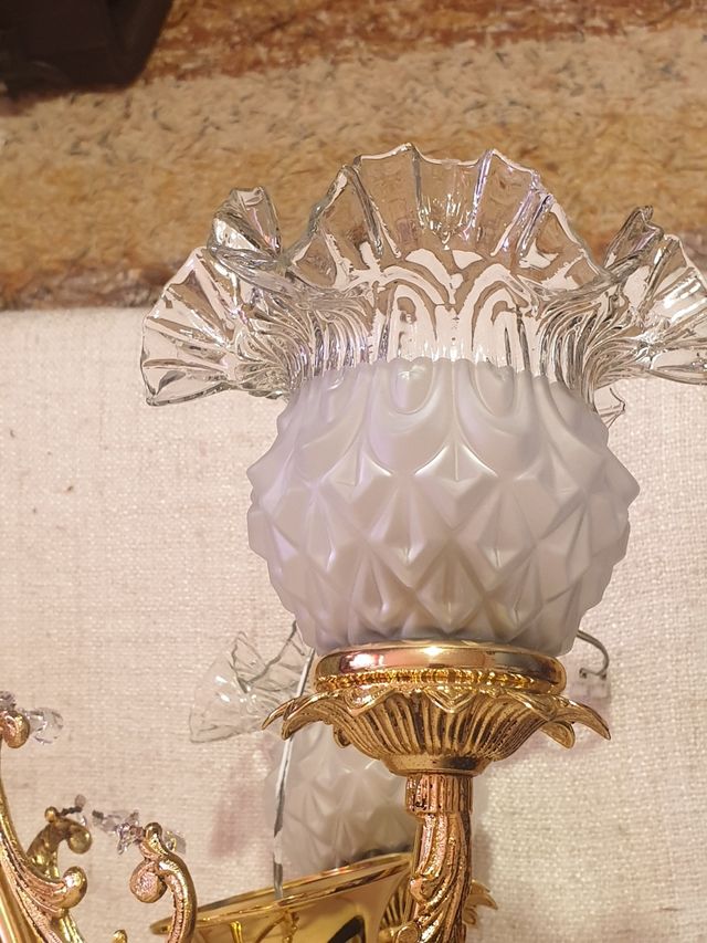 Lampara vintage cristal dorada