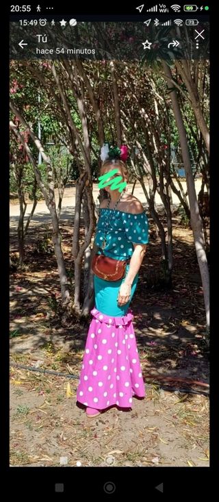 Conjunto flamenco lunares rosa-verde 