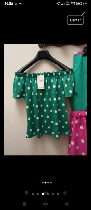 Conjunto flamenco lunares rosa-verde 
