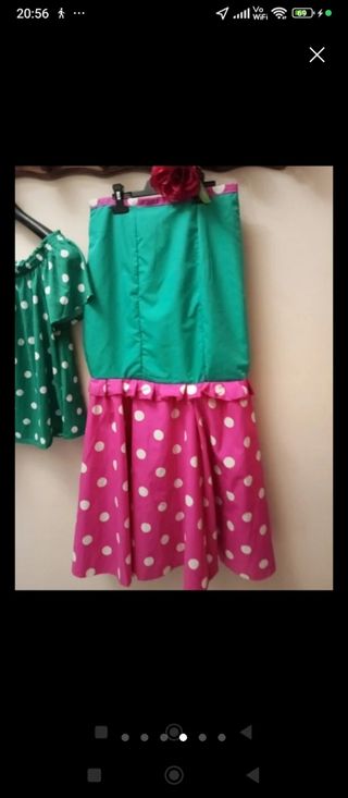 Conjunto flamenco lunares rosa-verde 