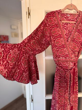 Vestido cruzado rojo|kimono