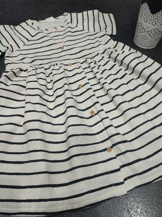 Vestito bimba righe panna nero 3 anni