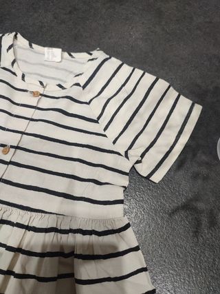 Vestito bimba righe panna nero 3 anni