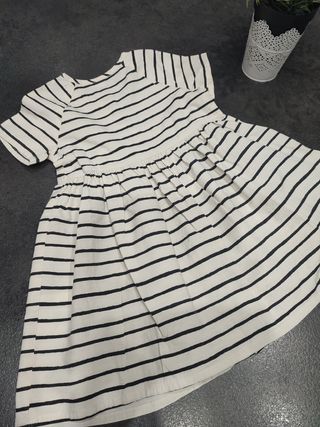 Vestito bimba righe panna nero 3 anni